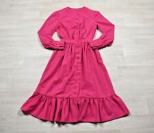True Vintage 60s Hot Pink Long Sleeve Midi Shirtwaist Fit & Flare Prairie Dress  picture