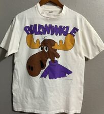 Vintage Bullwinkle Shirt Mens Extra XL White Big Print 90's Short Sleeve Tee picture