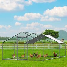 Large Metal Walk-In Chicken Coop Hen Run House Cage Enclosure w/ Cover Outdoor picture