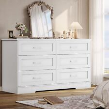 6 Drawers Dresser Double Wood Storage Dressers Chests of Drawers for Bedroom picture