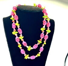 Vtg 50’s Fruit Salad Style Plastic Multi Color Flower Necklace 48