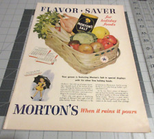1943 Morton's Salt Flavor Saver Basket & Vegetables, Vintage Print Ad picture
