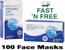 😷 100 Disposable 3-Ply Earloop Face Masks -Non Medical, Surgical ~ $0 Fast Ship picture