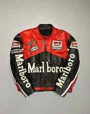 Men Marlboro Leather Jacket Vintage Racing Rare Motorcycle Biker Leather Jacket picture