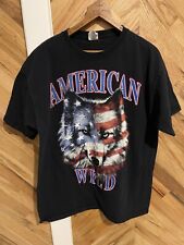 Vintage American Wild USA T-Shirt Wolf Spirit Outdoors Wildlife Mens Large picture