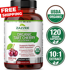 USDA Organic Tart Cherry Extract 120 Count Vegan 3000 mg Strength 10:1 Uric Acid picture