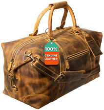 Genuine Leather Travel Duffel Bag Weekend Luggage Buffalo Leather Duffle Bag picture