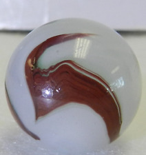 #17349m Bigger .72 Inches 23/32 Vintage Akro Agate Silver Oxblood Marble *Mint* picture
