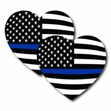 Thin Blue Line American Flag Heart Magnet Decal, 2 Pack, 5 Inches picture