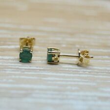 0.5Ct Round Cut Natural Emerald Birthday Gift Stud Earrings Real 14K Yellow Gold picture