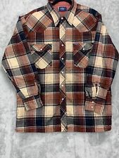 Vintage Wrangler Western Quilted Men's Flannel Shirt Jacket XL Brown Plaid picture