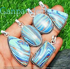 Rainbow Calsilica Gemstone Pendant 925 Silver Plated Wholesale 5pcs Jewelry Lots picture