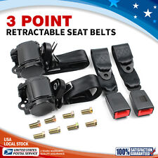 2 Retractable 3 Point Safety Seat Belt Straps Car Vehicle Adjustable Belt Kit picture