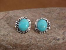 Native American Navajo Sterling Silver Turquoise Post Earrings by Delores Cadman picture