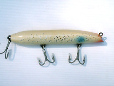 VINTAGE STAN GIBBS FISHING LURE 6-1/2” DARTER, WOOD,  WHITE GLITTER,  2.2 oz picture