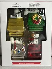 Hallmark Ornaments Peanuts Snoopy Glass Holiday Dog Houses Set Of 4 picture