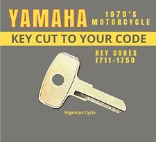 1970's Yamaha Motorcycle Replacement Key Cut to Code 1711-1750  picture