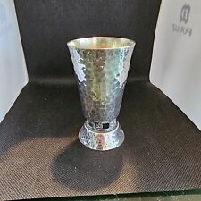 Kiddush Cup Made in Jerusalem hammered silver cup with foot 4.1  BIER 925  picture