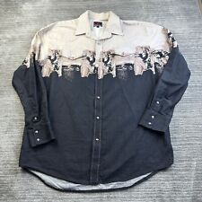 VINTAGE Roper Shirt Mens Extra Large Beige Western Snap On Cowboy Rodeo Horses picture