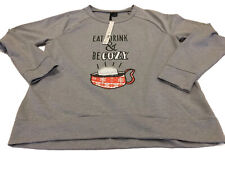 Eat Drink Be Cozy Sweatshirt Size Large Gray So It Is Soft Long Sleeve NEW picture