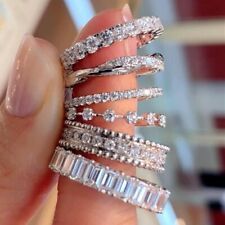 Fashion Women 925 Silver Wedding Ring 6 Style Cubic Zircon Jewelry Sz 6-10 picture