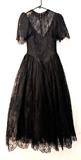 Jessica McClintock Dress Maxi lace goth black tulle sheer Vintage J6 picture