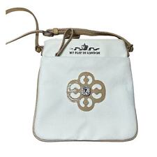 Brighton My Flat In London Ivory & Beige Leather Jeweled Crossbody Bag picture