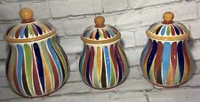 Vintage Gail Pittman Signed ‘02 Tango 3 Piece Canister Set 10.5”, 9”, 8.75” HTF picture
