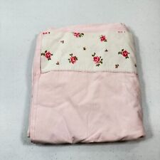 vintage springmaid double flat sheet pink roses floral cotton combed percale picture