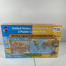 Hema Maps United States and World Map Jigsaw Puzzle Combo New Sealed picture