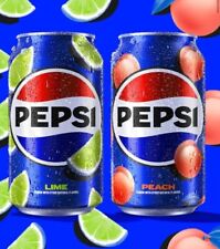 🍋‍🟩/🍑 1x 12oz 12pk Pepsi Cans Mix Both Flavors  LIME & PEACH 6/6 Of Each picture