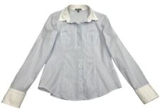 James Perse Blue White Stripe Cotton Button Long Sleeve Shirt Top Women's 3 picture