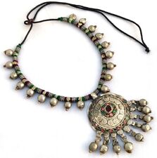Vintage Rare Banjara Tribal Afghan Kuchi Ghungroo Gypsy Ats Pendant Necklace picture