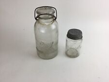Drey PERFECT MASON Clear Pint & Ever Seal 1/2 Gal Jars w Bubbles in Glass picture