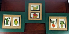 Set of 3 Vintage Crewel Embroidery Framed Fruit Farm Kitchen Theme Wall Art picture