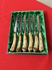 Vintage Othello Solingen Germany Rostfrei Stag Antler Knife Set In Box picture