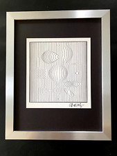 VICTOR VASARELY  PRINT FROM 1970 + SIGNED GEOMETRIC ABSTRACT +NEW FRAME 14x11in. picture