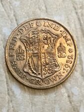 1932 UK GB GREAT BRITAIN SILVER HALF CROWN Gold Toned picture