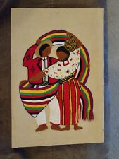 Vintage Embroidery Guatemalan Handmade Stitched Crewel Woven 1950s picture
