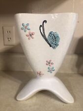 1950's Hull B14 Butterfly Vase White three legs Mid Century Modern picture