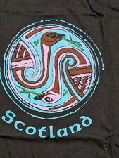 Vintage 1980s Scotland Tourist T-Shirt L Large Black Single Stitch Tee Deadstock picture