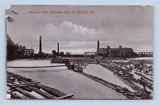 Paper Mill Factory & Logging at Stillwater River Orono ME 1908 RPPC Postcard picture