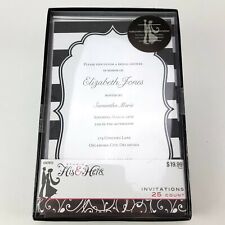 Studio His & Hers 25 Count Black White Striped Floral Wedding Invitations picture