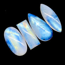 4 Pcs Natural Rainbow Moonstone 24-28.5mm Cabochon Loose Gemstones Lot 78.85 Cts picture