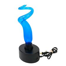 LumiSource Sculptured Blue Swirl Touch Sensitive Plasma Art Glass Lamp 12”  picture
