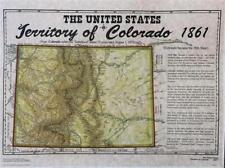 Territory of Colorado 1861 Old Map, Historical Notes, Modern Print, Flag, Trails picture