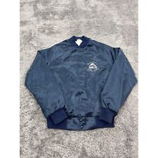 Vintage Westark Jacket Mens Medium Navy Blue Satin Snap Button Bomber Made USA picture