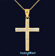 10k / 14k Gold Cross Pendant Necklace with Diamonds picture
