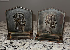 Vintage - Mini Abraham Lincoln Metal Bookends Patina Bronze(?), Brass(?) picture