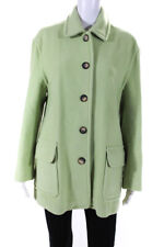 Philippe Adec Women's Button Down Mid Length Wool Blend Coat Green Size 8 picture